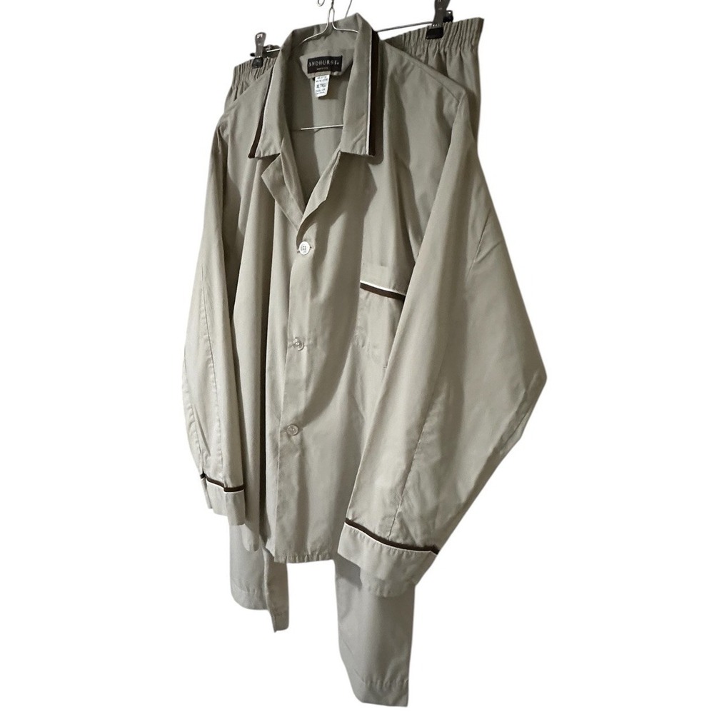 ANDHURST Lightweight Pajamas 2 Button L/S Top Stretch Snap Pants Mens XL TALL - Picture 5 of 9